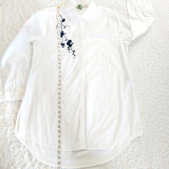 Soft Surroundings Alexandria Tunic White Cotton Blue Floral Embroidery - Size XL - Picture 5 of 8